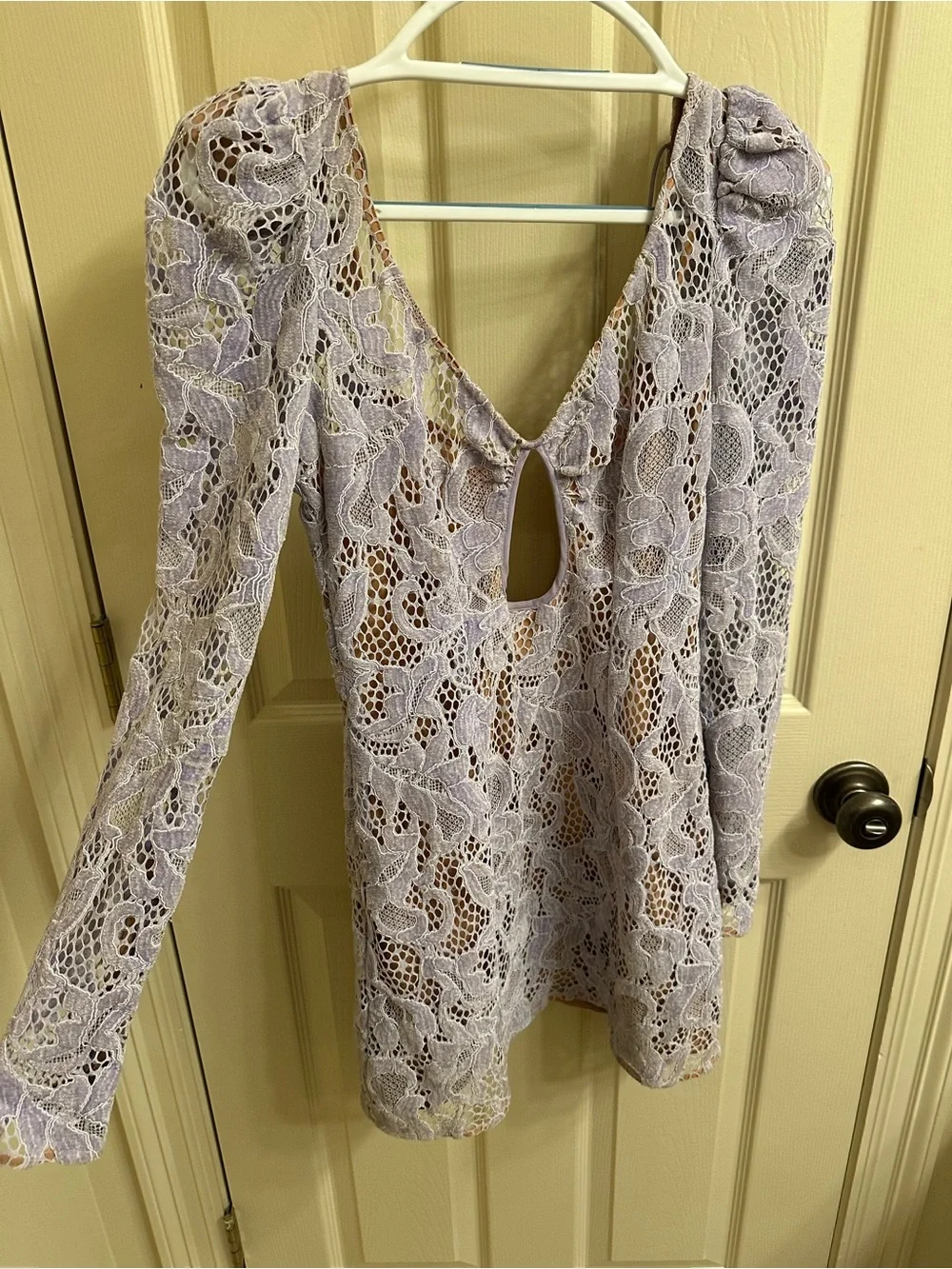 For Love and Lemons Lavender Lace Long-Sleeve Women's Top